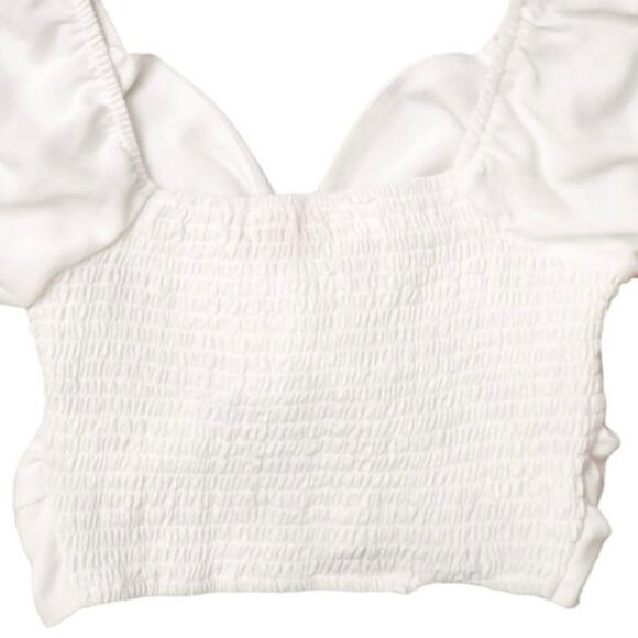 Wishful Thinking Crop Top, Sweetheart Pullover Puff Sleeve Womens Small, White - Picture 4 of 11